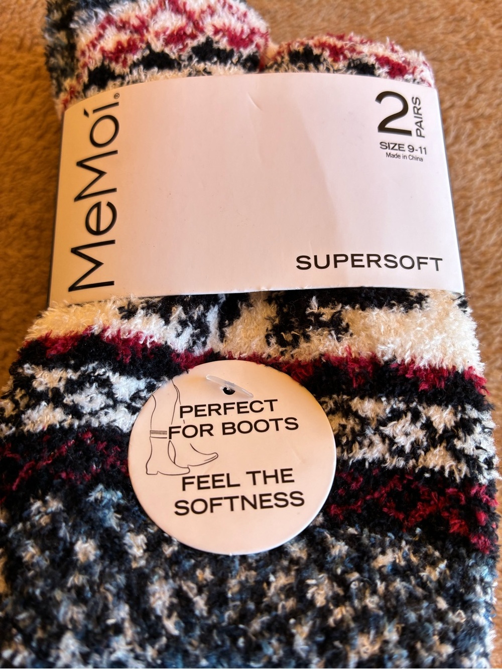 NWT MeMoi Supersoft Cozy Boot Socks 2-Pack 
Size 9-11